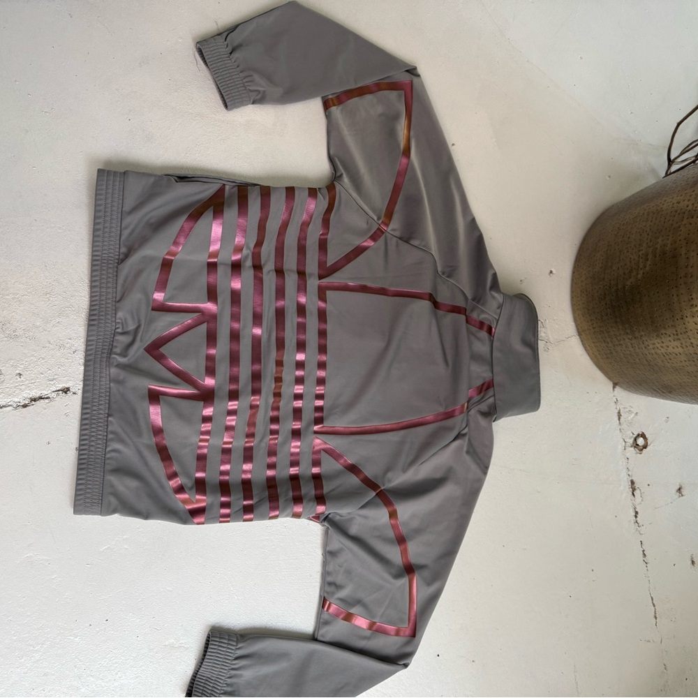 Adidas Gray Track Jacket with Pink Details